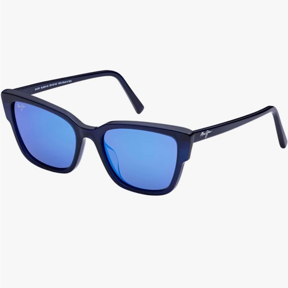 NEW Maui Jim Kou - Navy with Blue Hawaii Mirror Polarized Glass Lenses - Picture 7 of 11